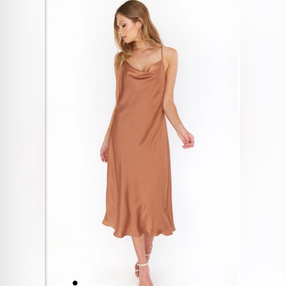 Show me your mumu showmeyourmumu Verona cowl neck dress copper luxe satin